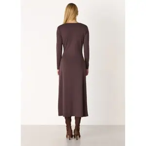 Whistles Chocolate Ruched Detail Midi Dress
